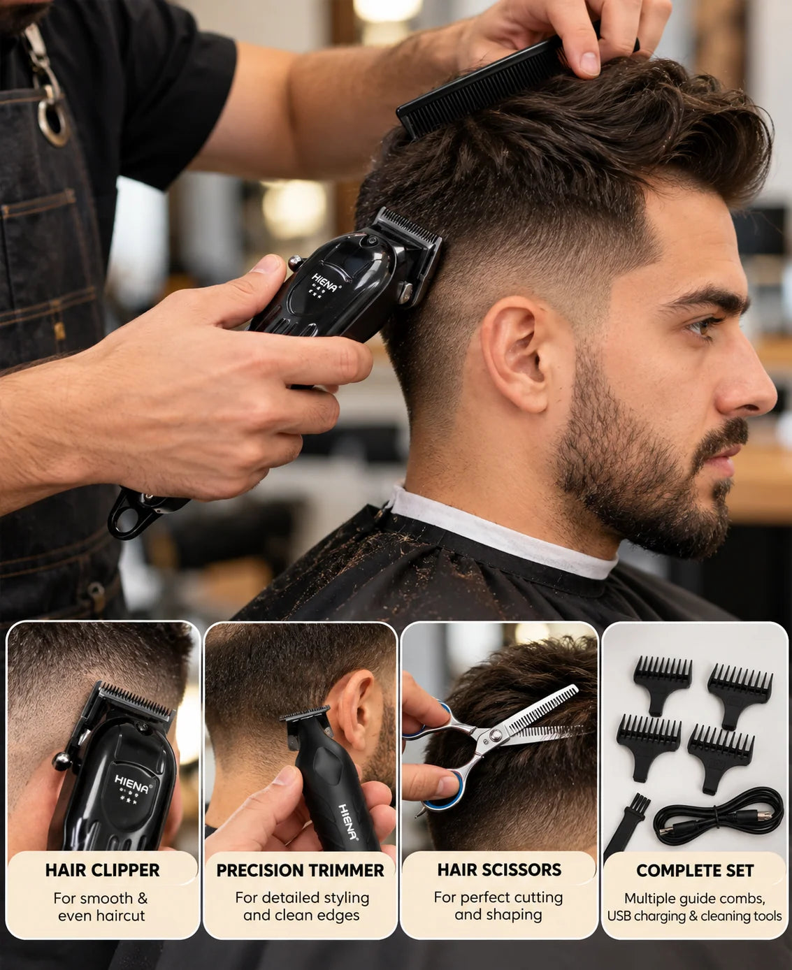 Hiena - Professional Hair Clipper Kit for Men